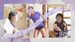 my productive daily routine // language learning, keeping fit, online school, & self care