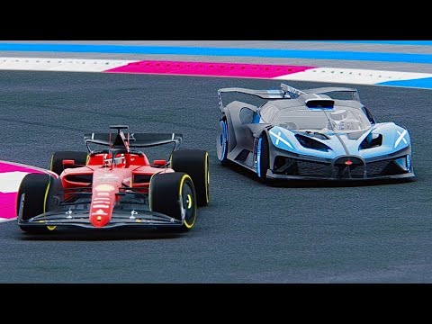 Ferrari F1 2022 F1-75 vs Bugatti Bolide at Paul Richard