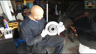 How to replace REAR brake pads and discs (rotors), Audi A6 C6 4F, electric parking brake
