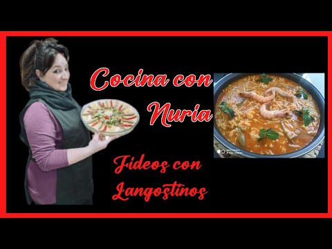 Fideos con langostinos