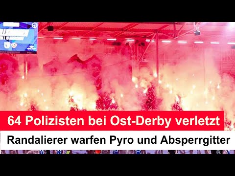 Rioters threw pyrotechnics and barriers: 64 police officers injured at East Derby