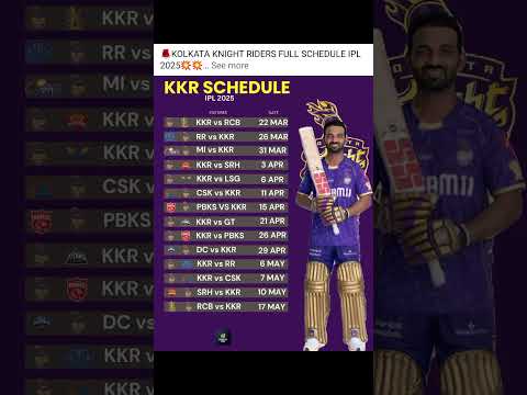 🚨KOLKATA KNIGHT RIDERS FULL SCHEDULE IPL 2025💥💥#KolkataKnightRiders #ipliplnews
