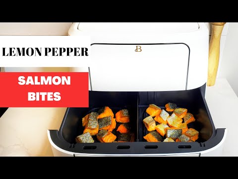 How to cook salmon in the air fryer. Lemon pepper SALMON BITES with hot honey glaze