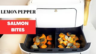 How to cook salmon in the air fryer. Lemon pepper SALMON BITES with hot honey glaze