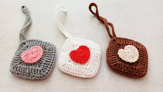 Handmade Crochet Heart Keychains & Mini Pouches | Cute & Functional Accessories