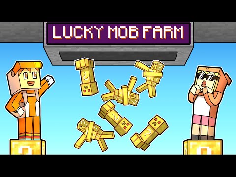 minecraft but we made a LUCKY BLOCK MOB FARM (one block lucky block)