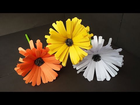 DIY: How to Make Easy & Beautiful Aster Flower With Colour Paper!!! Flower Tutorial...
