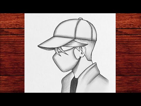 Şapka ve yüz maskesi takan bir çocuk nasıl çizilir, Maske takan erkek çizimi, Adım adım kolay çizim