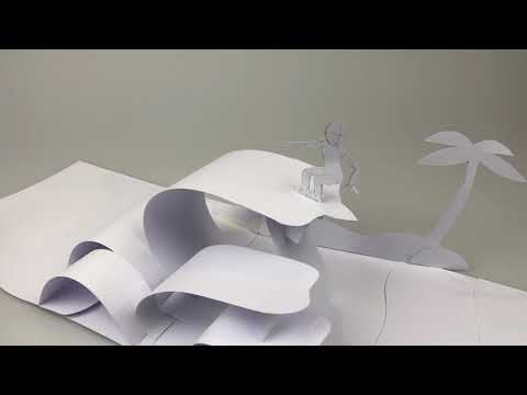 PopUptober Day 18 - Huge 🌊 Surf the curves! Pop-up card