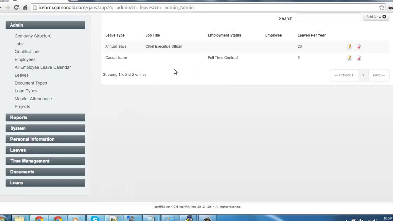 IceHrm - Configuring Leave Module