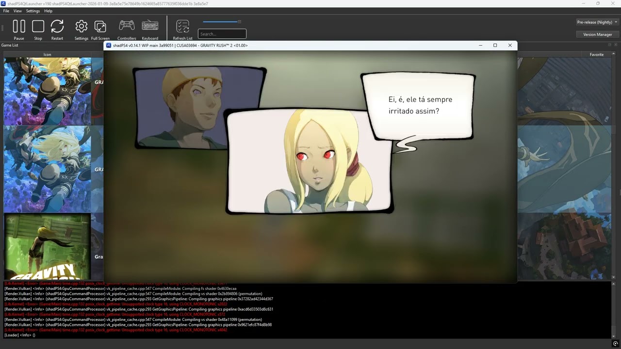 shadPS4 V0.14.1 WIP main 3a99051 |CUSA03694 -GRAVITY RUSH™ 2 01.00 GAMEPLAY