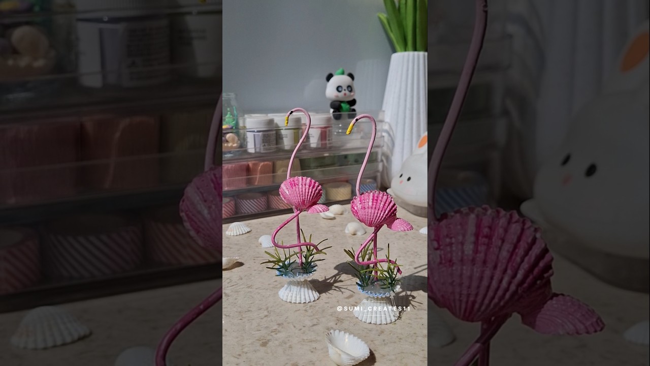 DIY seashell Flamingo | Easy seashell craft #diydecor #craftidea #seashellcraft #aestheticFlamingo