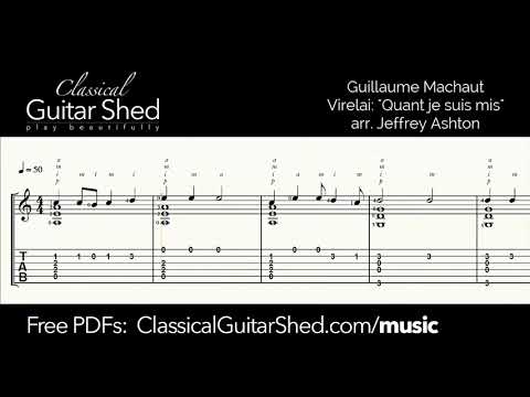 Machaut - Virelai: "Quant Je Suis Mis" - Free Classical Guitar Sheet Music