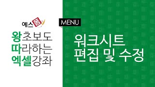 [예스폼 엑셀강좌] 왕따엑셀 메뉴 / 48. 워크시트(스프레드시트) 편집 및 수정