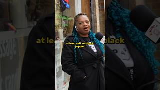 African Auntie ROASTS British Cuisine 😭😂 #americanabroad #streetinterview #britishfood #funny