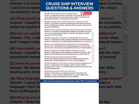Cruise Ship Interview Questions and Answers | Cruise Ship Job Interview Questions and Answers