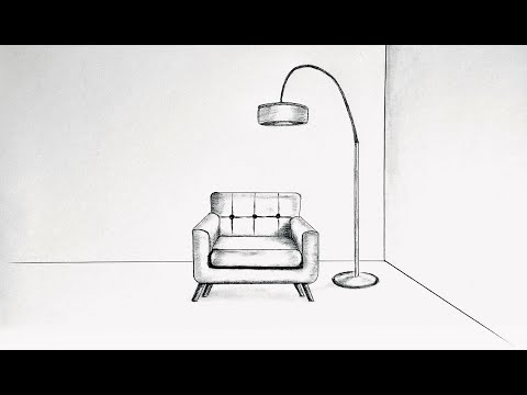 How to draw a armchair in one point perspective
