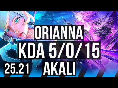 ORIANNA vs AKALI (MID) | 5/0/15, Rank 4 Ori | KR Challenger | 25.21