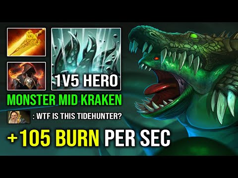 NEW 1v5 Hyper Mid Kraken +105 Radiance Burn DPS Tidehunter Brutal Tank Monster 7.32e Dota 2