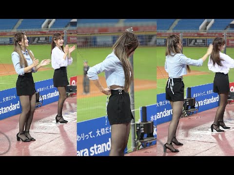Rakuten Girls樂天女孩 , 若潼 孟潔 , OL 黑絲襪 , 若潼先把衣服綁好再應援 ,上班族趴 ,台湾プロ野球 TAIWAN