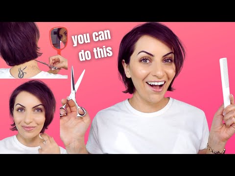 How To Cut Your OWN Hair Short Into A FRENCH Bob From...