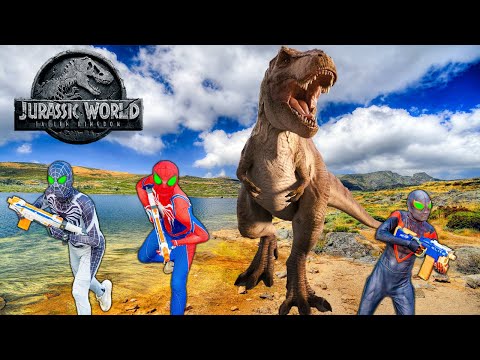 Team Spiderman Rescue Joker Escape T-rex Chase Movie | Jurassic World Dominion | Dinosaur Video