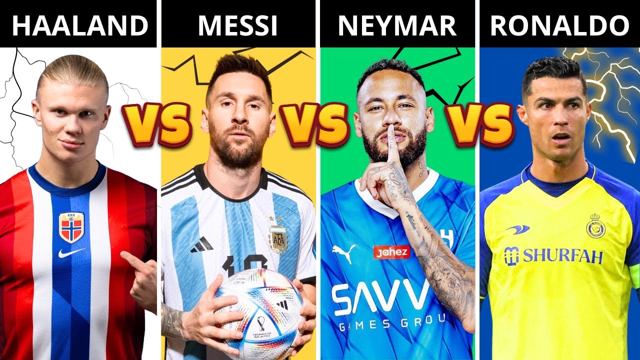 Comparison: Lionel Messi Versus Cristiano Ronaldo Versus Neymar Júnior Versus Erling Haaland