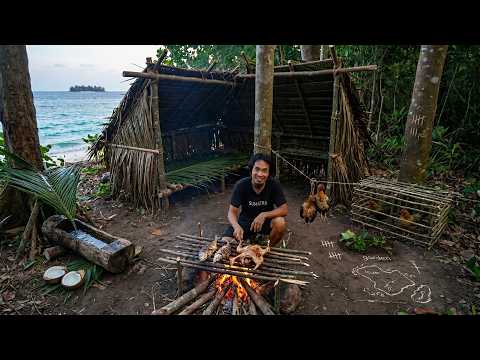 3 Days Alone on a Remote Island | Building Shelter, Finding Water and Catching Food to Survive