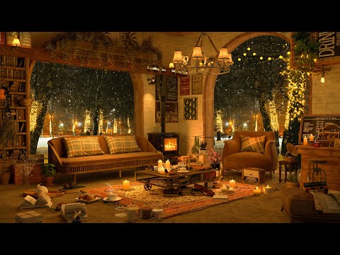 Sweet Winter Coffee Shop Vibes ☕ Smooth Piano Jazz & Cozy Fireplace Ambience for Study and Work