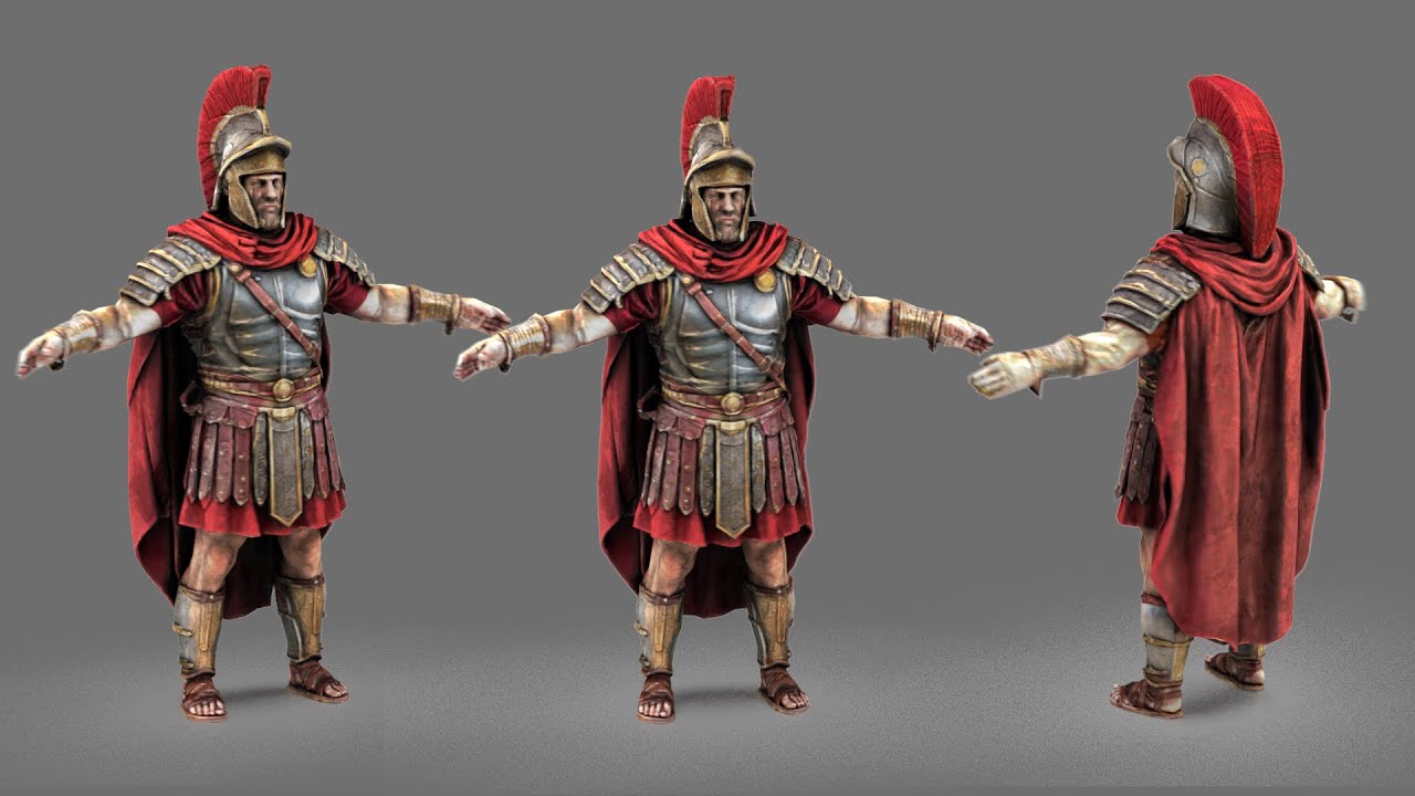 Roman Warrior Low Poly Game Ready Texture PBR 4K WinZip ZIP Modello 3D
