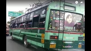preview picture of video 'WELL MAINTAINED TNSTC govt bus - With SS wheel cups - Reflecting Decals art in rear windshield'