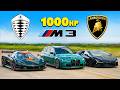 Koenigsegg Jesko V Lambo Revuelto V 1 000hp BMW M3 DRAG RACE