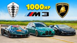 [carwow] Koenigsegg Jesko v Lambo Revuelto v 1,000hp BMW M3: DRAG RACE