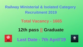 Railway Ministerial & Isolated category Recruitment 2019