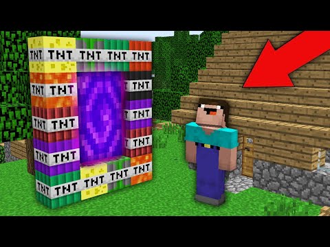 Noob & Pro - Minecraft - Minecraft NOOB vs PRO: WHY NOOB BUILD TNT PORTAL IN THIS VILLAGE? Challenge 100% trolling