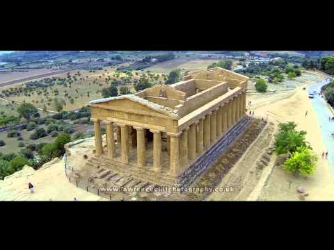 Aerial footage of the Valley of the Temples, Agrigento, Sicily.