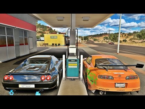 VELOZES E FURIOSOS - FORZA HORIZON 3 - GOPRO - RACHA DE SUPRA VS FERRARI F355 - VOLANTE G27