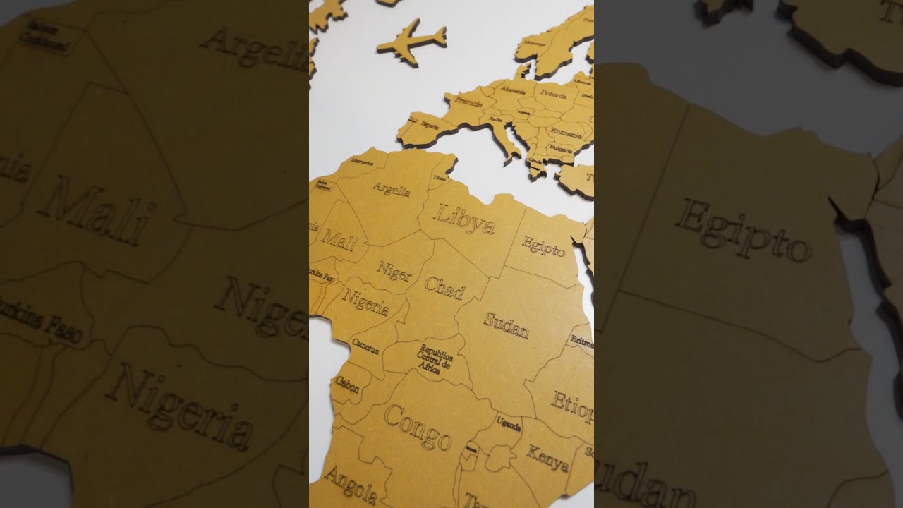 Mapa Mundi Division Politica- Nombre Paises - 1.80 x 0.90 - Natural