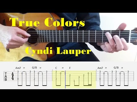 True Colors - Cyndi Lauper - Fingerstyle guitar with tabs