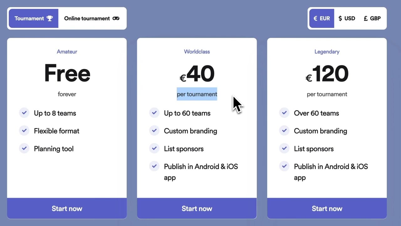 Tournify Explainer: Pricing