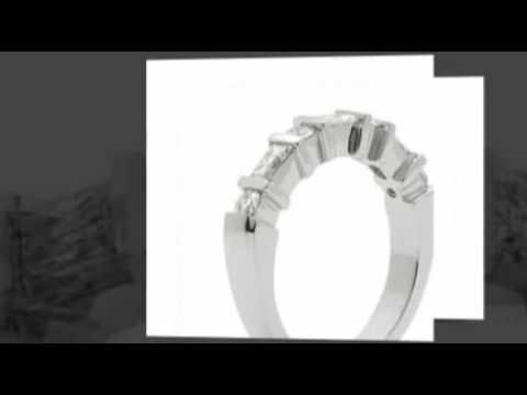 Moissanite 14k White Gold Moissanite Baguette Wedding Band,