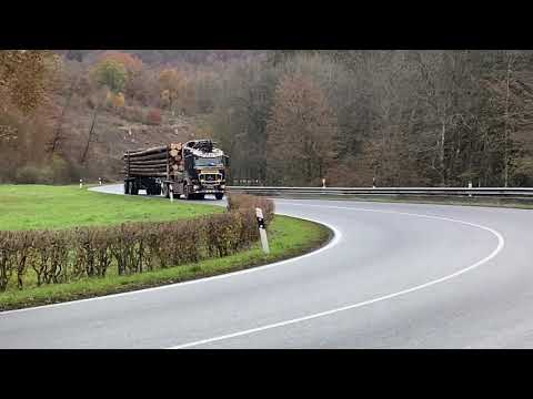 Mit Langholz durch die Eifel Arocs 3358