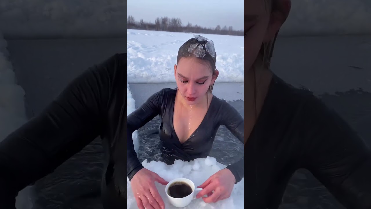 Girl Takes an Ice Bath Then Sips Hot Coffee in -27 Degrees