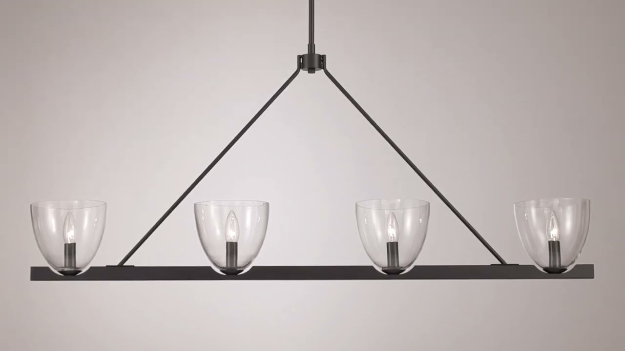 Video1 of Possini Euro Ardea 47" Wide Black 4-Light Linear Island Chandelier