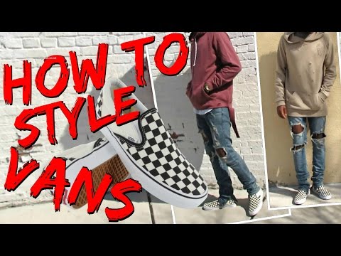 Part of a video titled How to style Checkerboard Slip-On Vans - YouTube