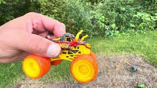 Outdoor fun with Finny and @MonsterJam monster trucks