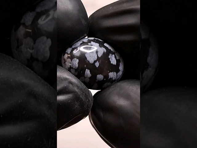 حجر اوبسيدان نتفة الثلج طبيعي مفحوص  بشهدة مختبر