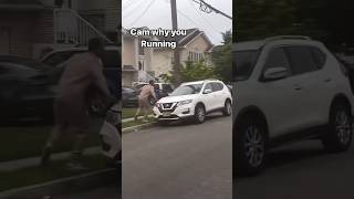 Camron being chased around a car in New Jersey
