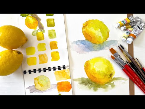 How to Paint Lemon Sunshine Fun and Loose - Unboxing my new Japanese Brushes - Mixing Pure Yellows