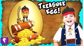 Worlds BIGGEST Gold TREASURE Surprise Egg! Disney Toys, Jake Pirate + Captain Hook By HobbyKidsTV